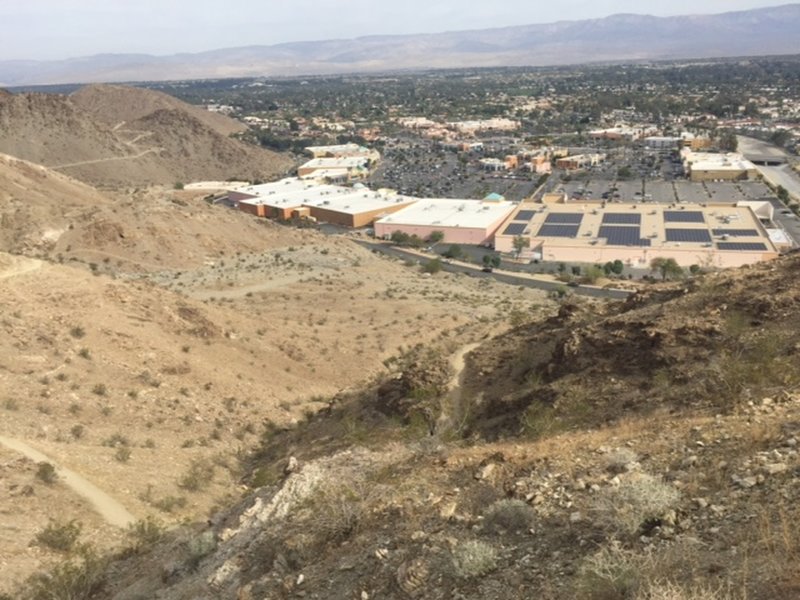 A view of the Desert Crossing Shopping Center where the hike either ends or begins. This is also the starting point for the popular "Bump and Grind Trail".