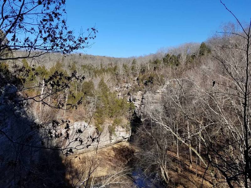 View of Indian Kichen from the top of the canyon. Once you start the descent into Lusk Creek Canyon look right for a small obscure trail. Its very short but leads out onto a bluff overlooking Lusk Creek.