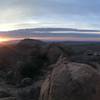 Balanced Rock is one of the top sunrise hikes! With views to the east the mountains of Sierra del Carmen light up a spectacular purple. Contrasted with the light, bouldered desert landscape it is a sight to behold.