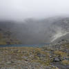 Lake Alta with water pipe being laid to feed snowmaking equipment