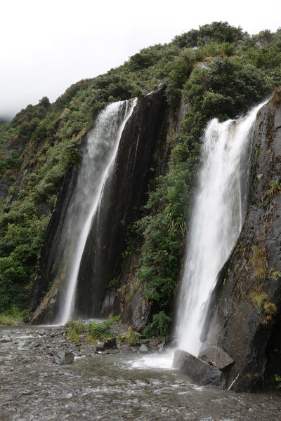 Pair of waterfalls along the Franz Josef Glacier Valley Track