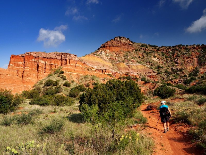 Colorful cliffs line the trail