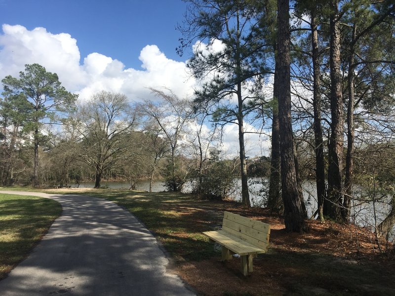 The entire circuit has benches spaced throughout, and plenty of beautiful views of the lake. This photo is just steps away from the car in the lot.