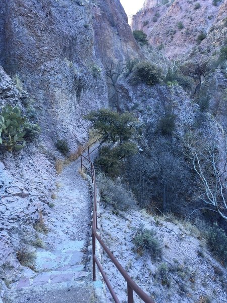 This is a portion of the Catwalk trail that is not ADA compliant.  Take the trail on the other side if you want handrails and a smooth trail surface.