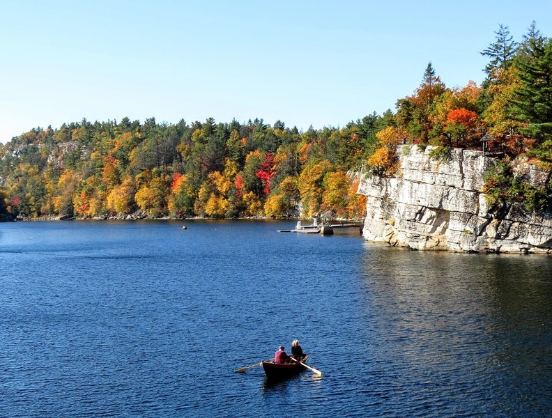 It's true there isn't solitude climbing up the Labyrinth and the Lemon Squeeze, but the views more than make up for the crowds.  Here is an Autumn view of Lake Mohonk.