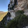 The trail follows this rock face. Dont worry the trail is wide.