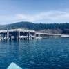 Bowman Bay Pier as seen from the water.