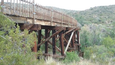 View of railroad trestle.