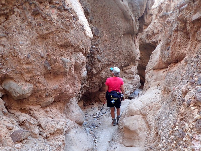 In a slot canyon on the way to the Red Cathedral