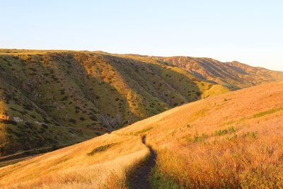 Path of Cavern Point Loop Trail in foreground.