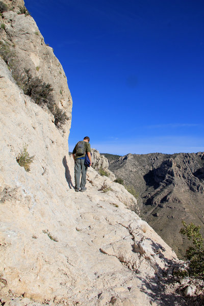 Cliff drop-offs by the Guadalupe Peak Trail.