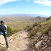 Tourist and hiker taking pictures on the Guadalupe Peak Trail.