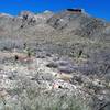 View of the arroyo and the Franklin Mountains