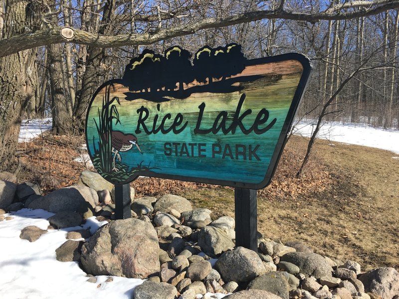 The sign at Rice Lake State Park