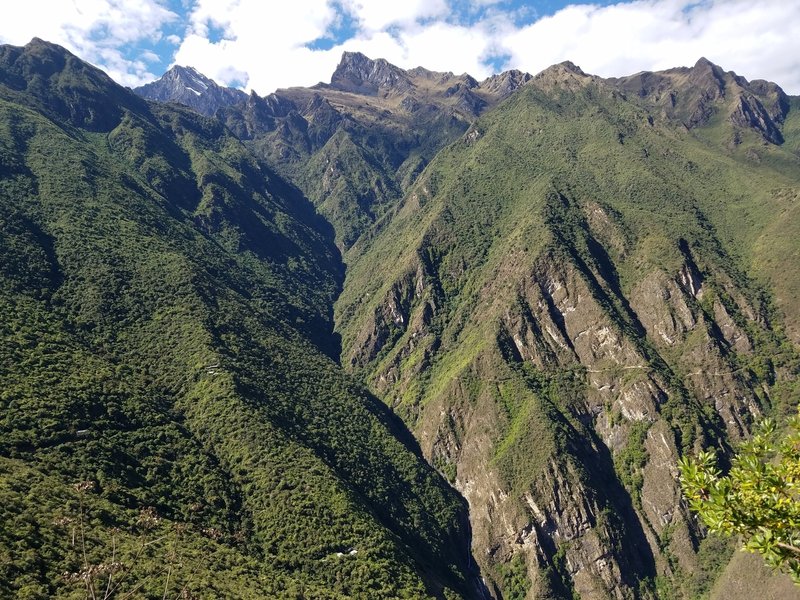 A look back at the trail carved into the mountain side.