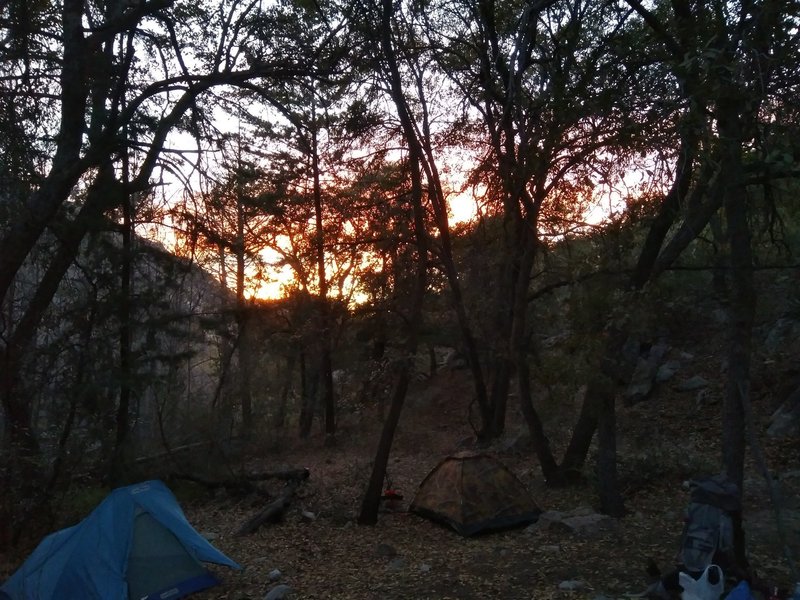 A beautiful sunset from Old Trail Camp on the Romero Canyon Trail