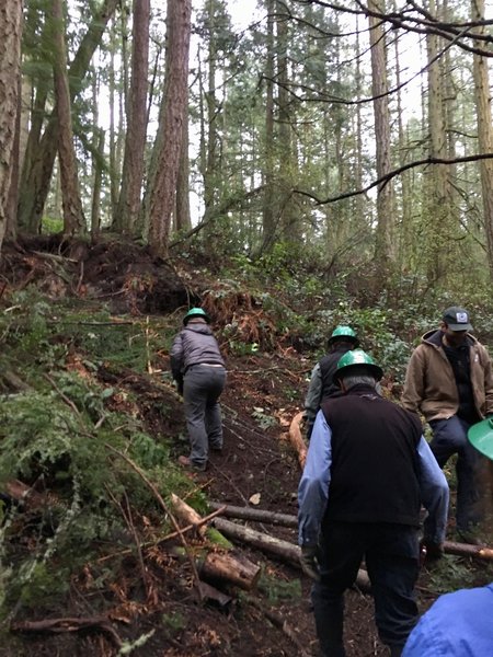 Setting to work on the trail.