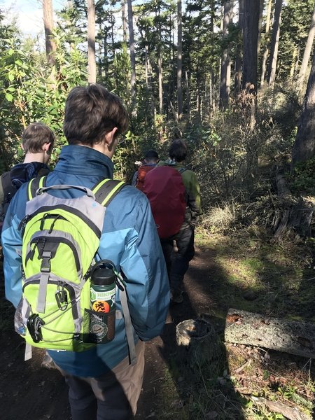 Hiking along the Sares Head Trail.