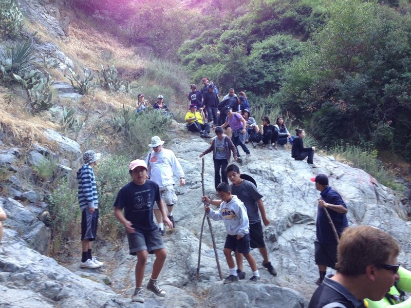 The crowd at Fish Canyon waterfall