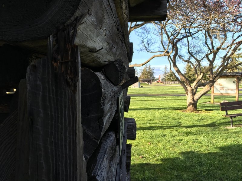 You can still see the marks from the tools used to build the blockhouse.