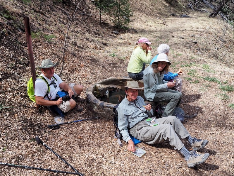 Happy hikers lunching at Kent Spring