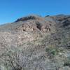 View of the arroyo and the Franklin Mountains