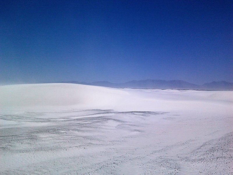 Blowing wind and view of the San Andreas Mountains