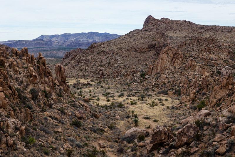 looking back on the trail from the higher elevation