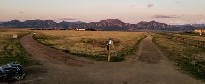 Choose your trail. The one on the right (closest to the dog park) takes you counterclockwise on the longest loop. Center - lollipop. To the left, not pictured, if you want to go clockwise.