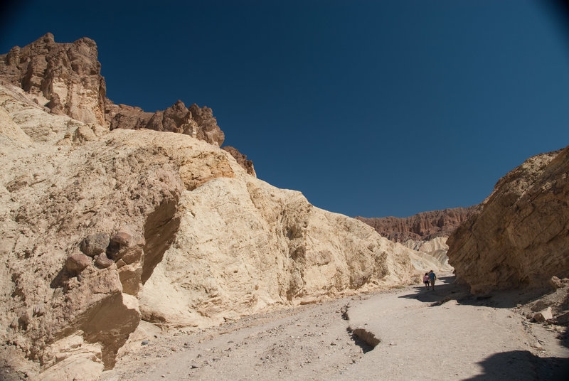 Hiking up Golden Canyon while enjoying the contrasting rock colors