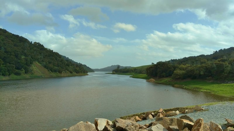 Coyote Lake as seen from the dam at the north end of the lake.