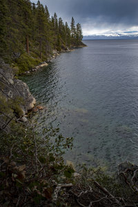 Looking north, coastline of Lake Tahoe from western portion of Rubicon Trail.