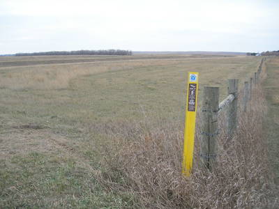 The NCT is marked with these yellow Carsonite posts.The canal is seen in the distance.