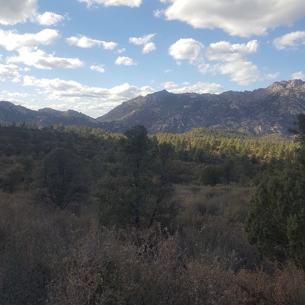 View of Granite Mountain from the drive to the trailhead