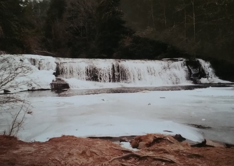 View of  the falls in winter.