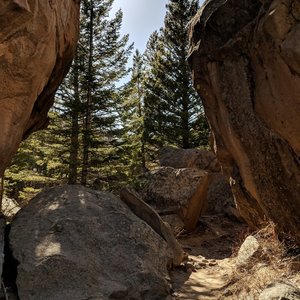Trail passes through these huge rocks