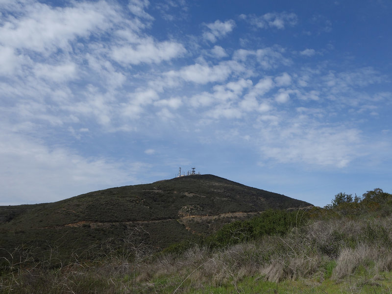 Black Mountain, framed by clouds, viewed from the start of the Nighthawk Trail