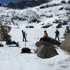 Lake Winnemucca, covered in ice and snow, makes a beautiful lunch spot.