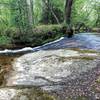 The creek running over smooth rock