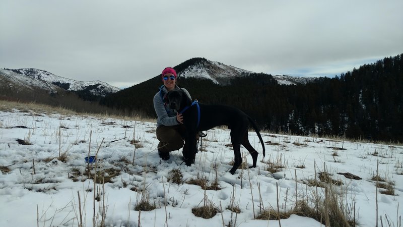 Enjoying the views in a clearing about a 1/2 mile into the trail