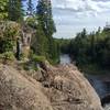 Standing at the High Falls on the Superior Hiking Trail on a sun-drenched rocky outcropping - facing South toward the mouth of the Baptism River in September, 2013.