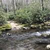 Last knee deep crossing if you are headed up Noland Creek toward Pole Creek.