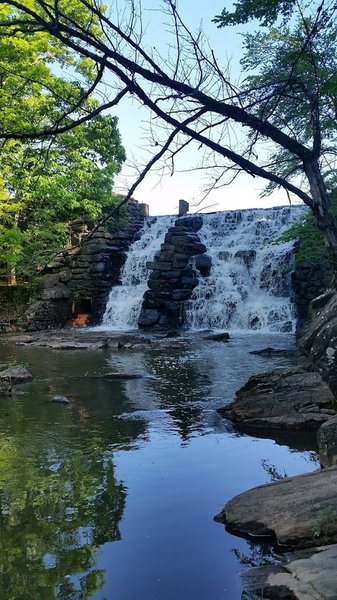 Manmade falls at the dam.