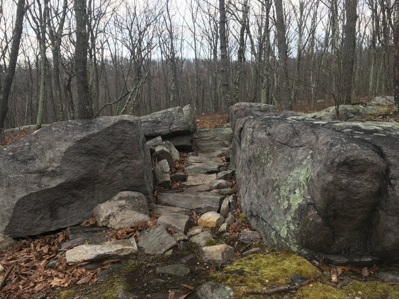 Narrow path built out of rocks