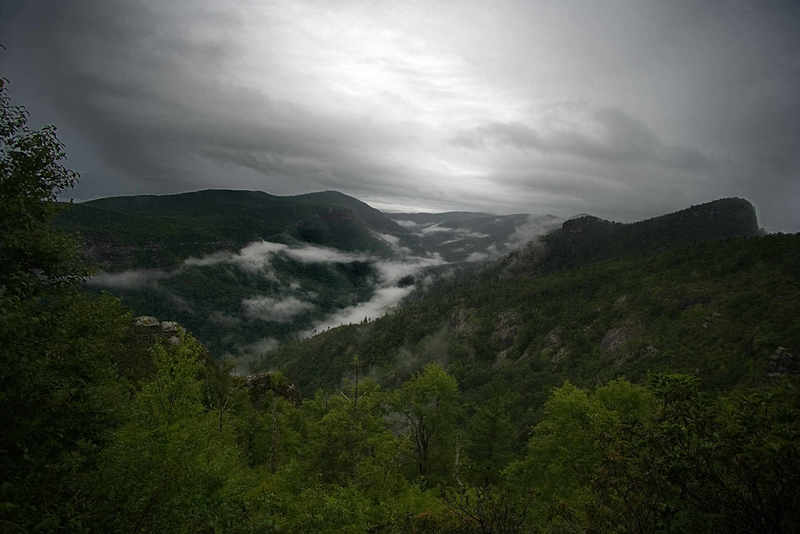 View from our campsite under the rock outcropping. Have to climb up a washout right before you get to table rock.