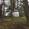 An old water tower(?) near the parking lot.