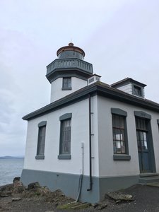 Inside lime kiln lighthouse is a Whale Interpretive Center open in the summer.