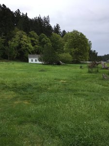 Looking back on the barracks.