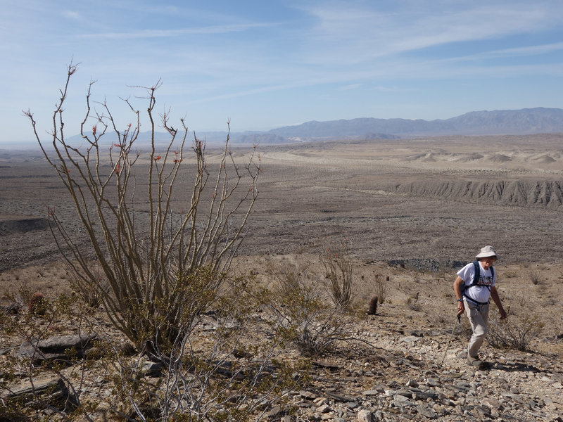 Hiker on the trail to Villager Peak