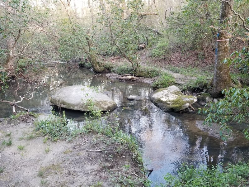 rock hopping to cross the creek